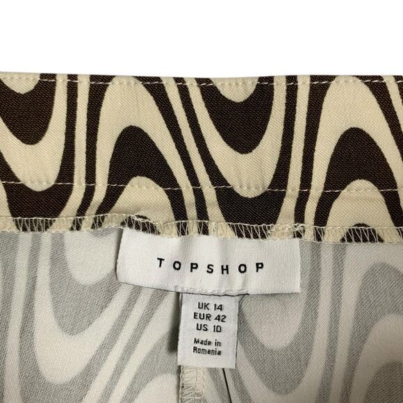 New Top Shop Pants Bengaline Flare Wavy Print Stretchy High Rise Women's 10 - Picture 9 of 11